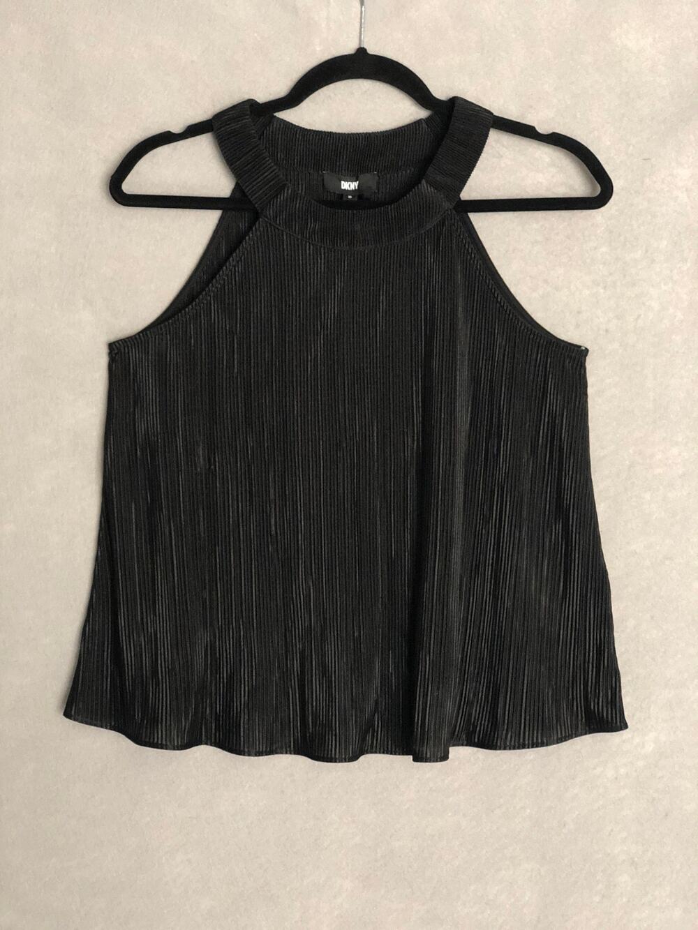 DKNY Pleated Top Halter Black Women's XS NEW